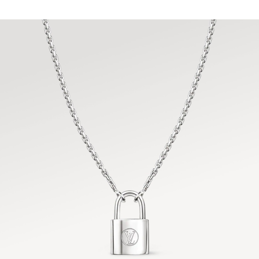 Louis Vuitton Silver Lockit Pendant on Sterling Silver Chain.